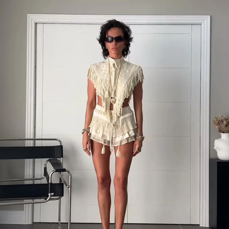 Vintage Asymmetric Tassel Embroidered Shawl For Women