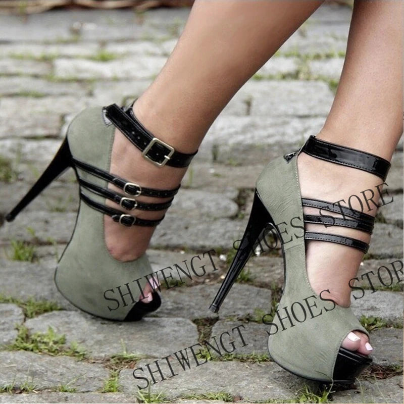 Peep Toe Platform Zippered Sandals
