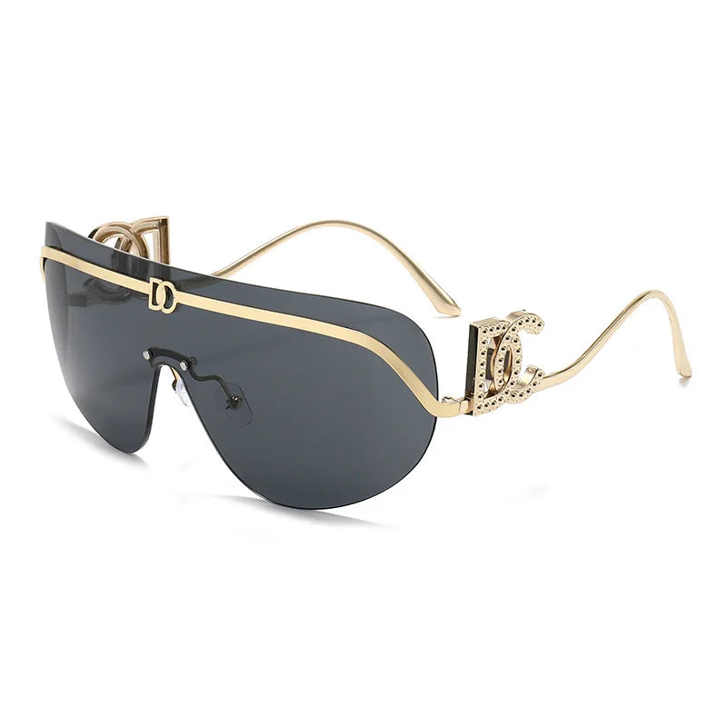 Oversized Gold Shield Sunglasses