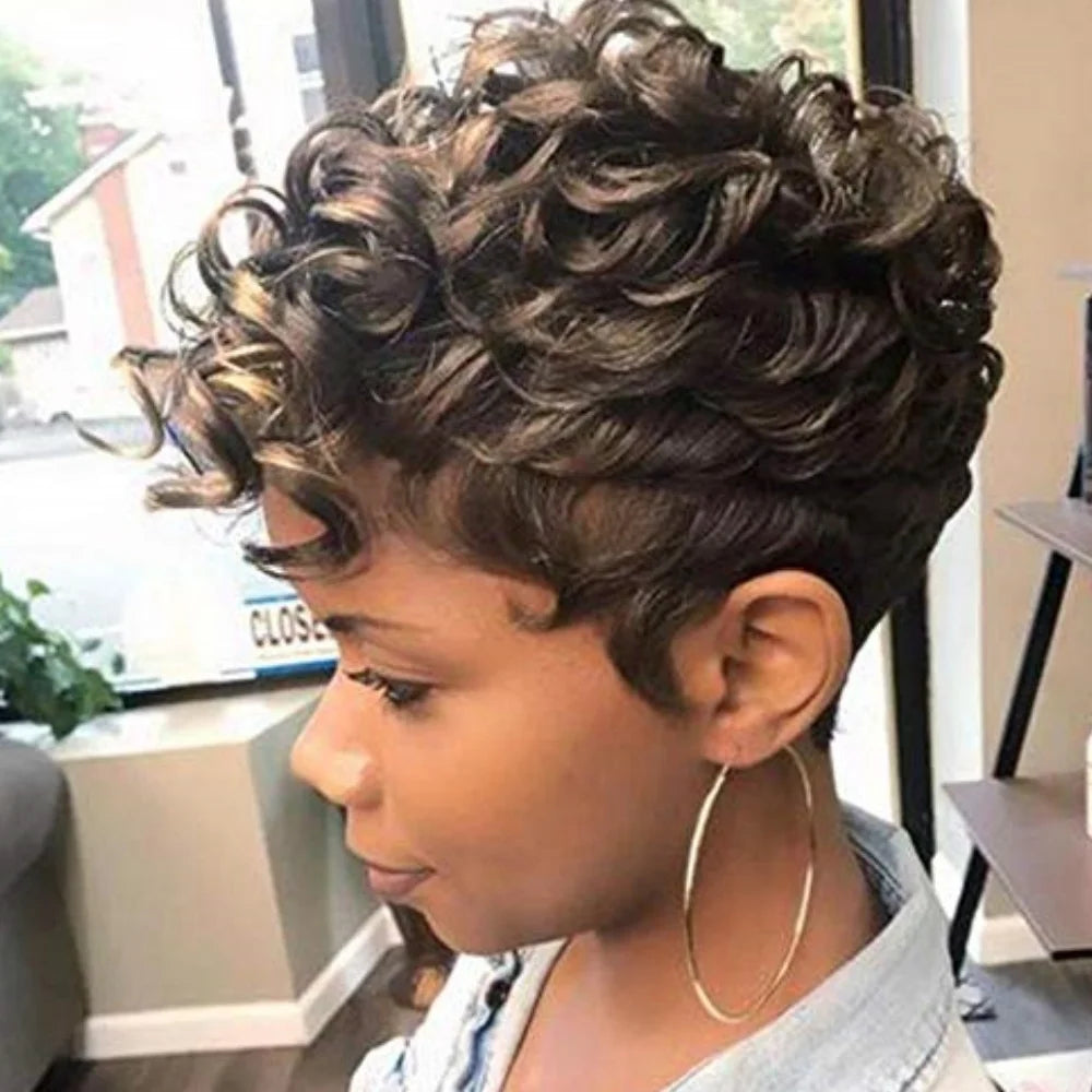 Heat Resistant Short Ombre Pixie Cut Synthetic Wig For Women