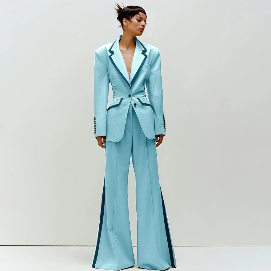 Tailored Notched Collar Two Piece Suit Set For Women