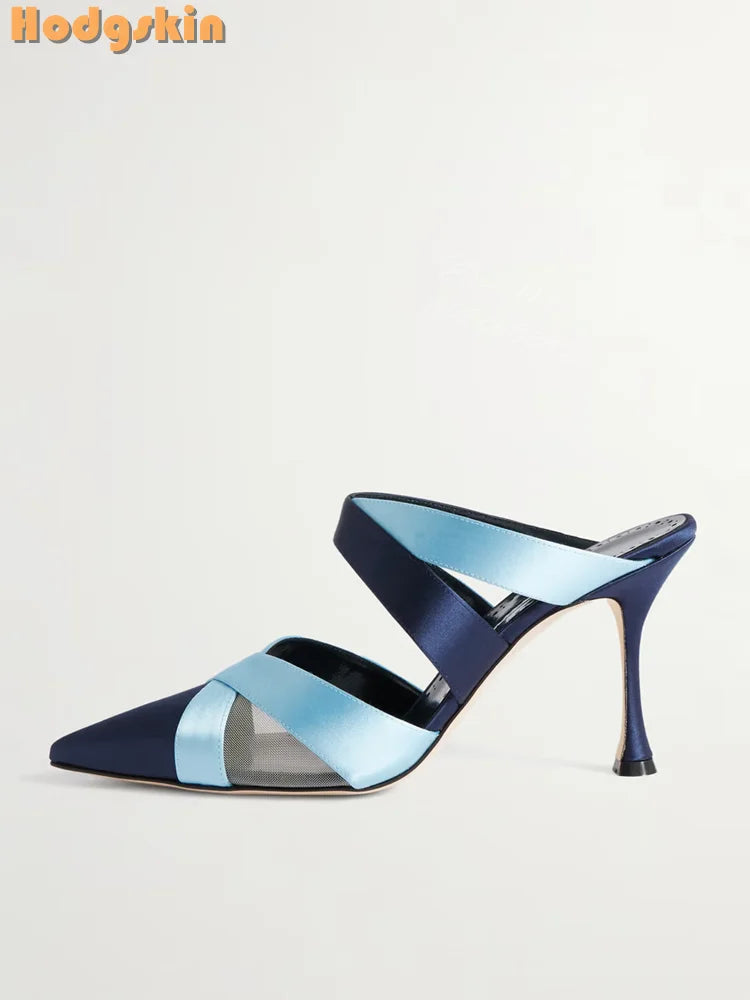 Satin Cross Tie Pointed Toe Stiletto Heels for Women