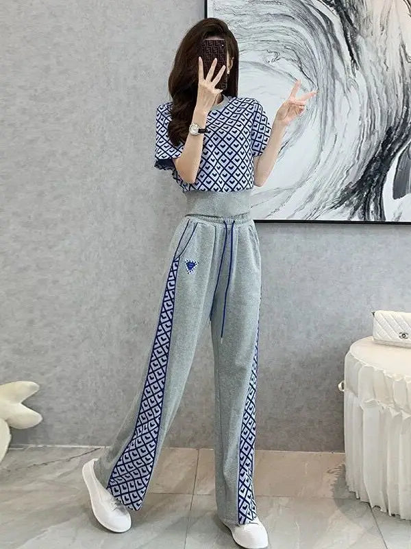 Checkered Casual High Waist Two Piece Set For Women