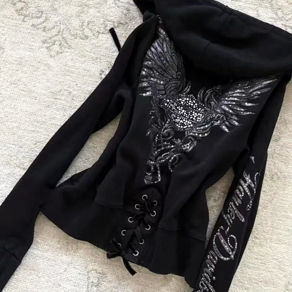 Harajuku Gothic Drawstring Hoodie