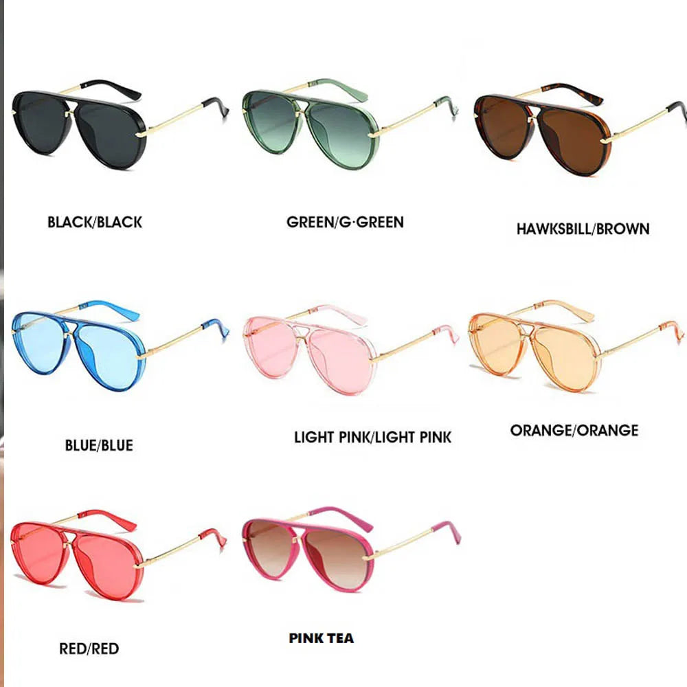 Green Pink Gradient Oval Sunglasses