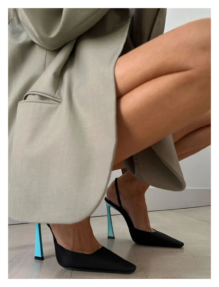 Pointed Toe High Heel Sandals With Back Strap for Women