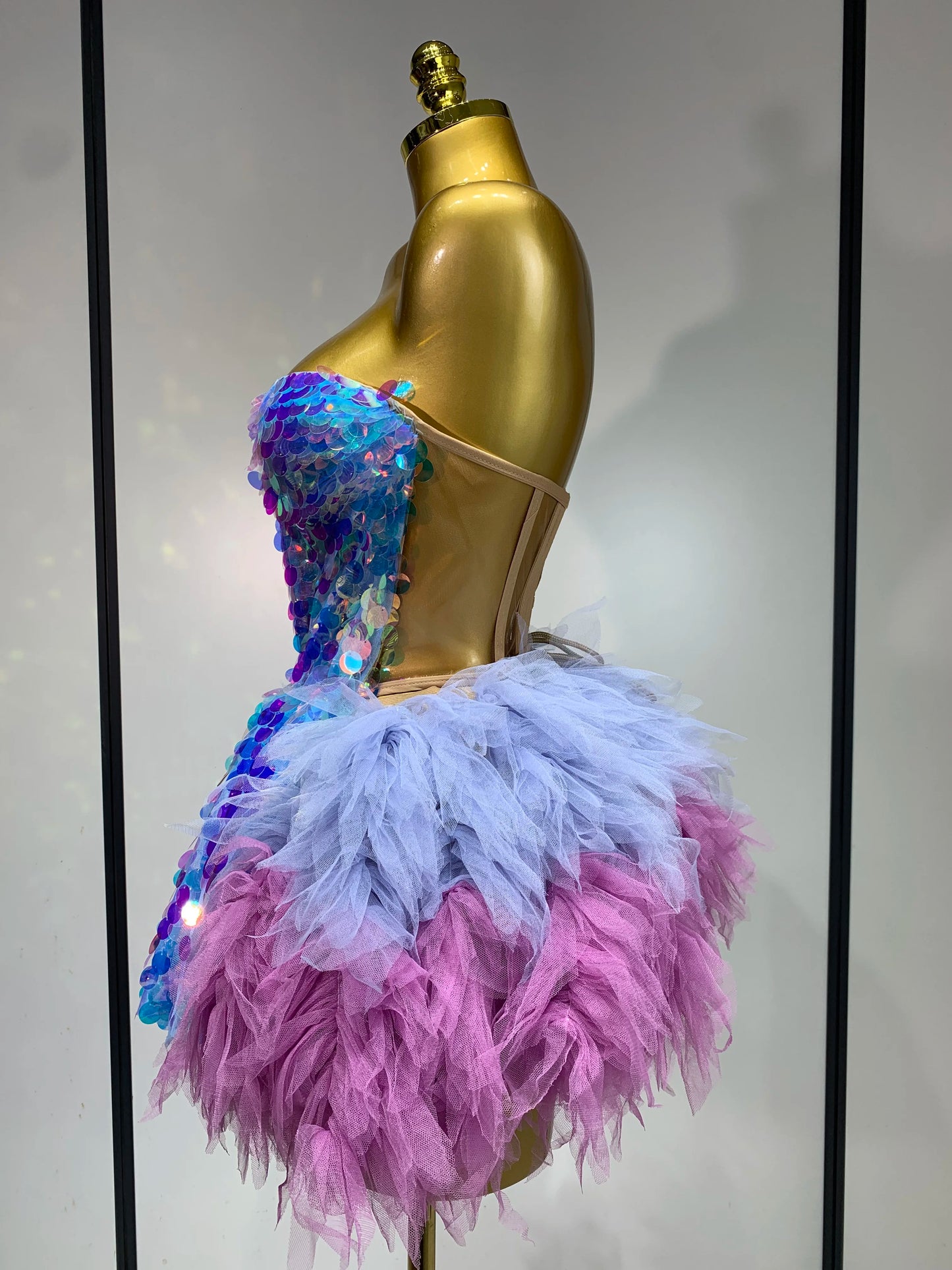 Sparkly Black Sequins Two Pieces Set for Women Party Evening Prom Celebrate Birthday Photo Shoot Dress Nightclub Dance Costume