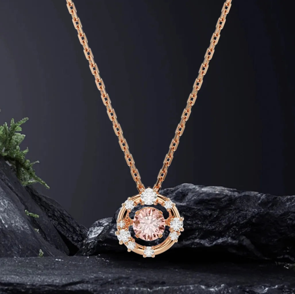 Elegant Silver Crystal Necklace and Earring Set for Women