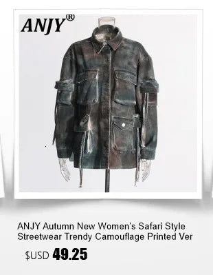 ANJY Autumn New Women Fashion Unique Lace- Up Distressed Washed Denim Jacket High Street Chic Versatile Casual Short Coat A16787