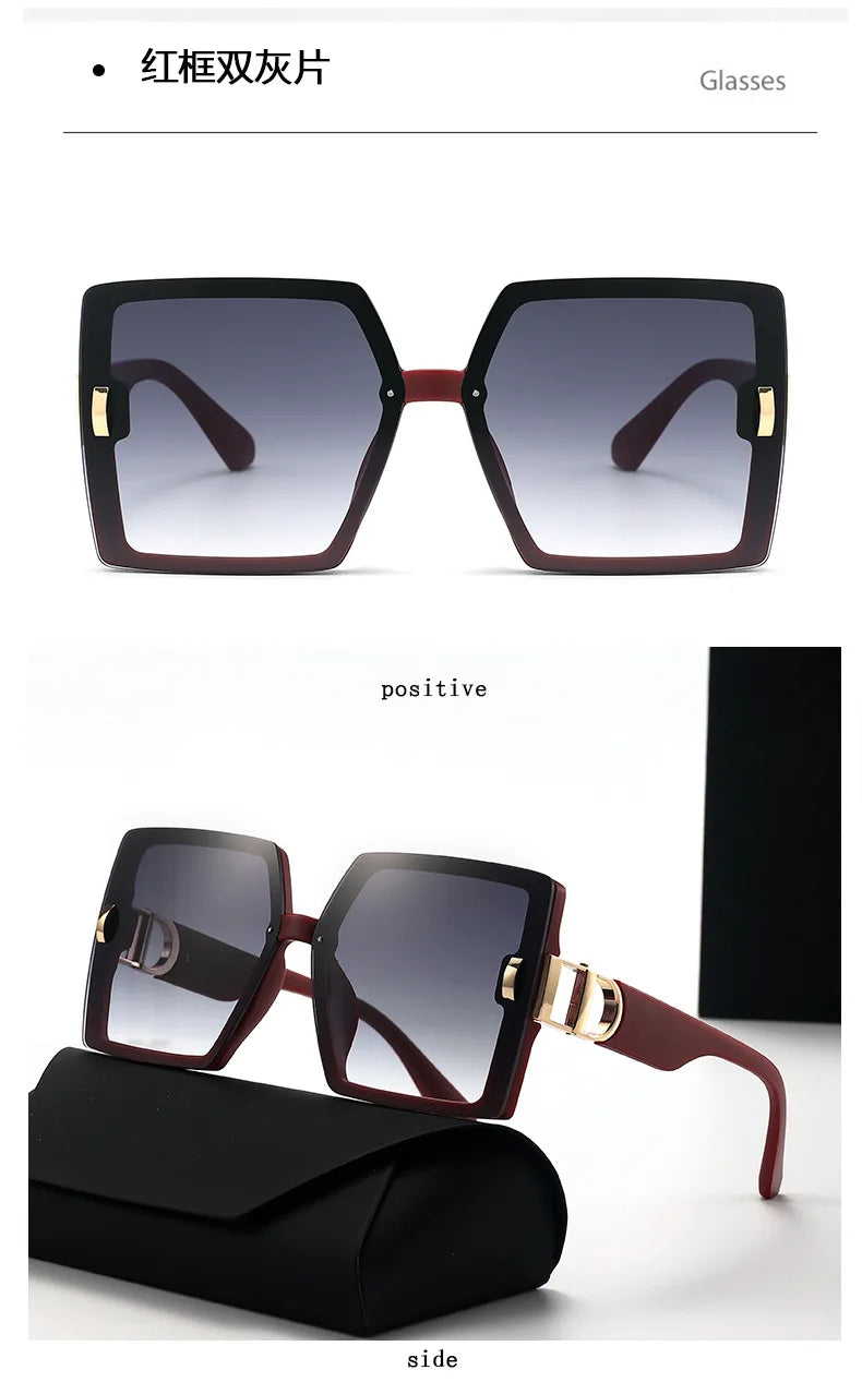 Oversized D-Shaped UV400 Fashion Sunglasses for Women