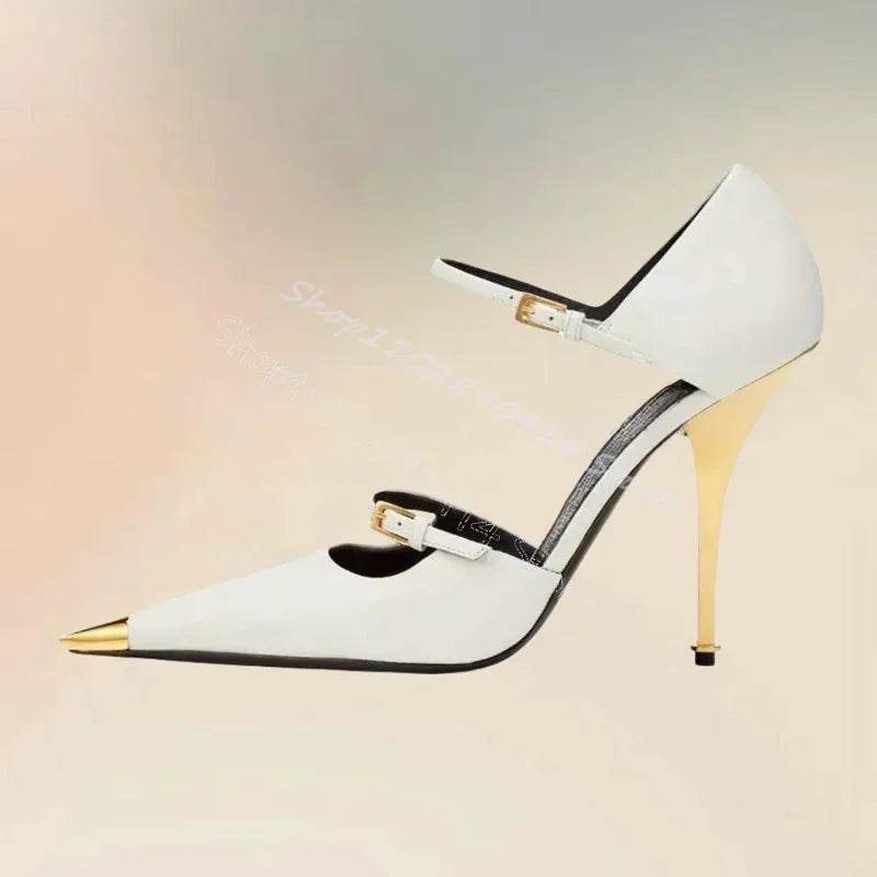 Elegant Sky Blue Silk Pointed Toe Pumps With Ankle Strap For Women