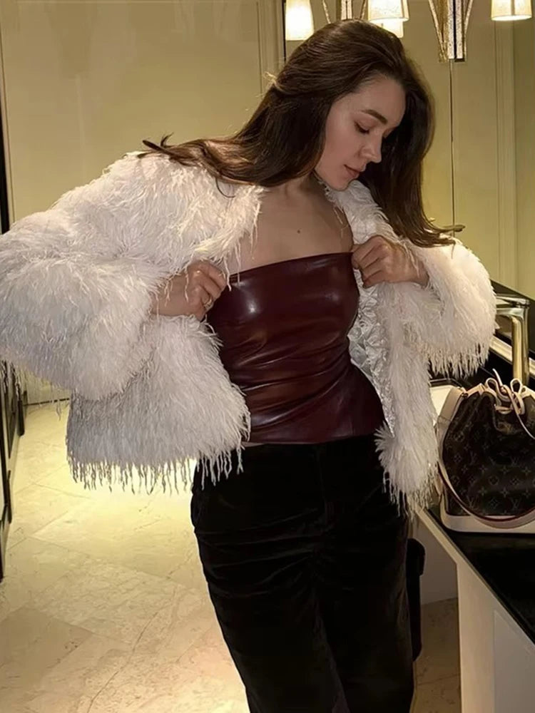 Zippered PU Leather Tube Top