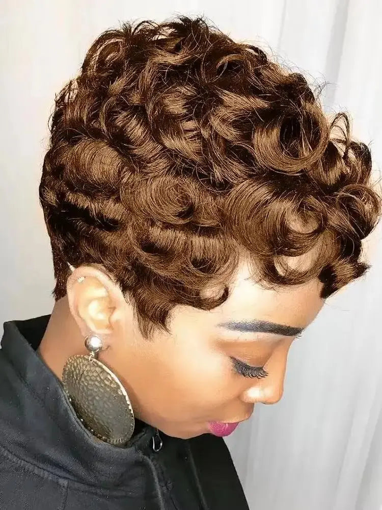 Daily Use Black Short Curly Elf Natural Look Wig for Women