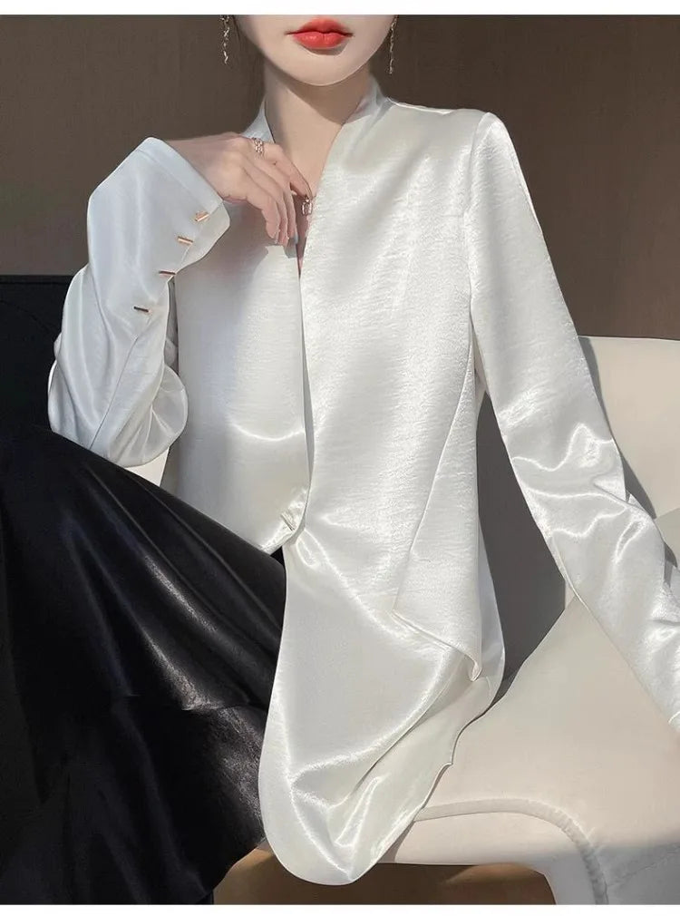 One-Button Satin Blazer