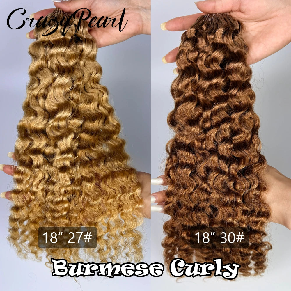 Burmese Curly Crochet Human Hair Extensions for Women