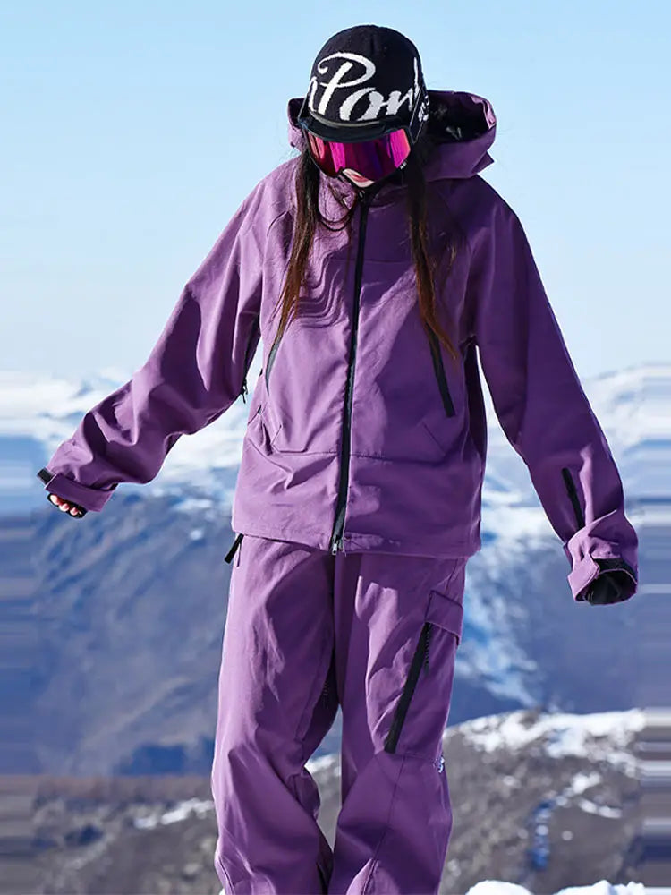 Waterproof Fleece-Lined Hooded Windbreaker Set for Women