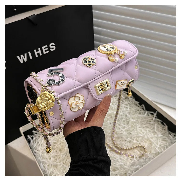 Textured Diamond Grid Crossbody Shoulder Bag for Women