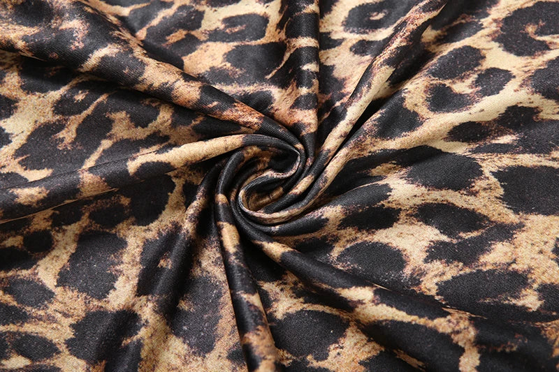 Leopard Print Deep V-Neck Ruched Maxi Dress for Women