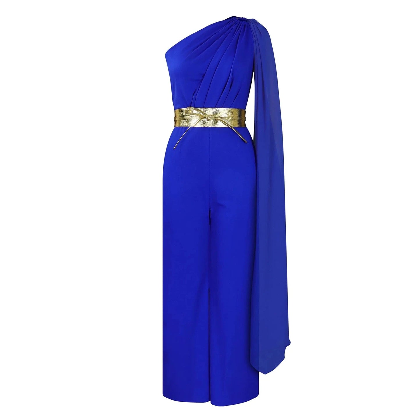 Elegant Jumpsuits & Rompers for Woman One Shoulder Flying Sleeve High Waisted Luxury Birthday Party Dinner Outfits Overalls 2024