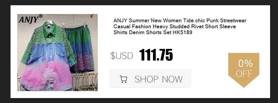 ANJY Summer New Women Y2K Streetwear Ins Fashion Sexy Hot Lace Patchwork Denim Camisole Vest Casual Drawstring Fifth Pants A7219