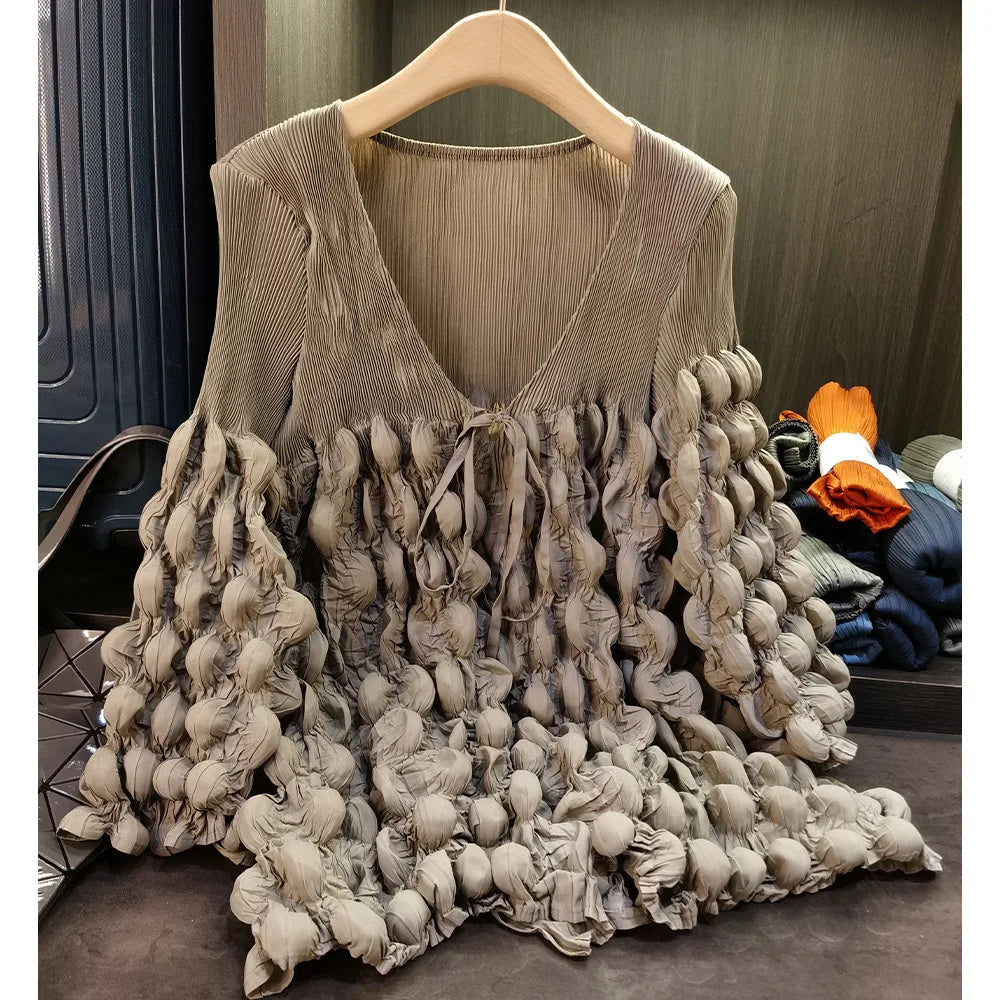 Elegant Lace Up Pleated Long Sleeve Coat for Women
