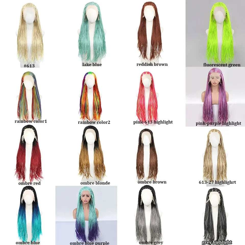 613 Blonde Box Braided Wigs Braids For Black Women 26Inch Long African Cornrow Crochet Braids Synthetic Hair 13x3 Lace Front Wig