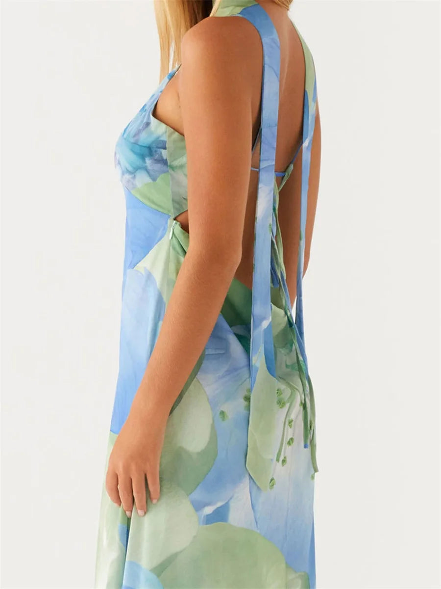 Stand Out in Style with Our Multi-color Halter Print Dress - Available in S, M, L, XL