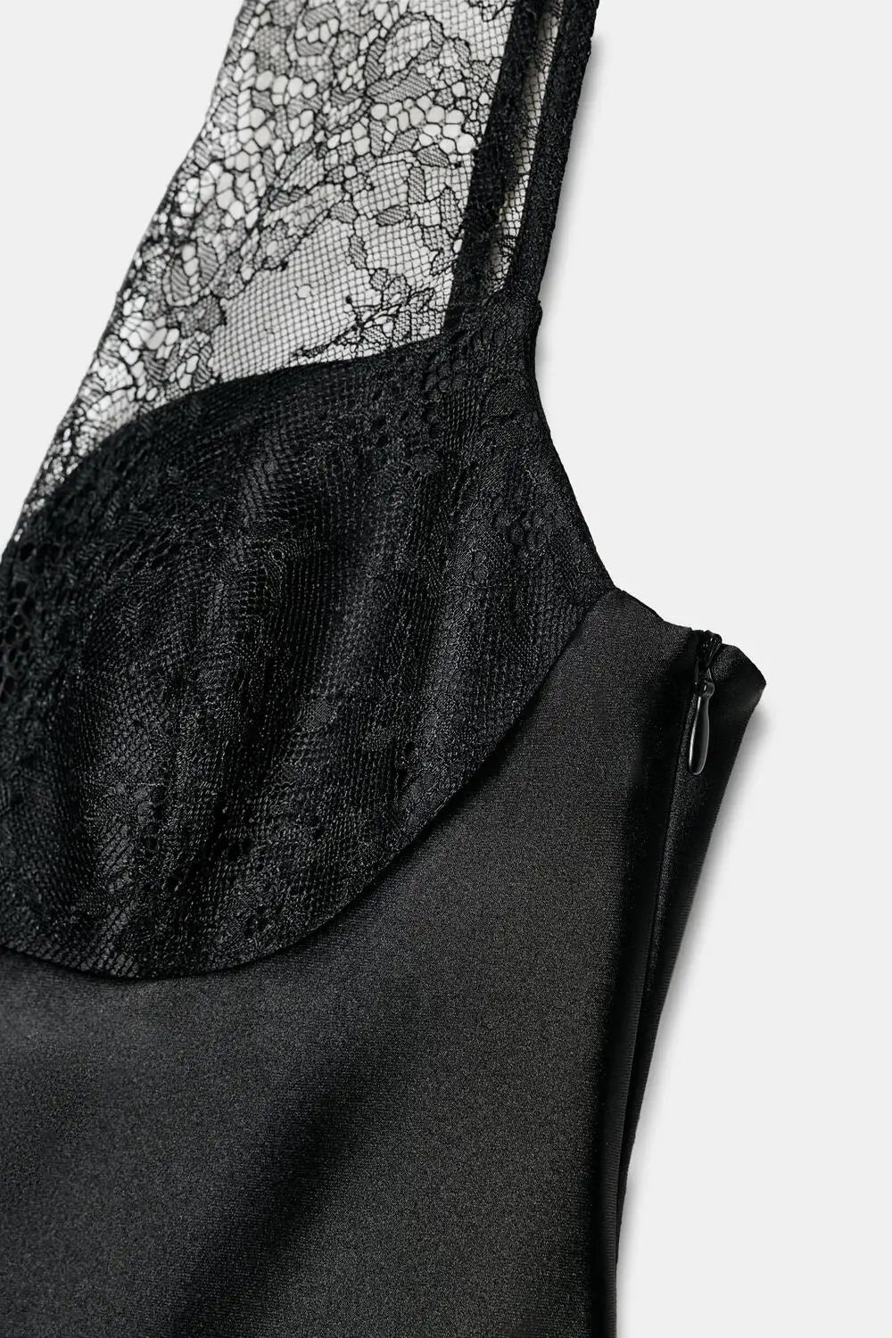 See Through V Neck Lace Patchwork Satin Vest