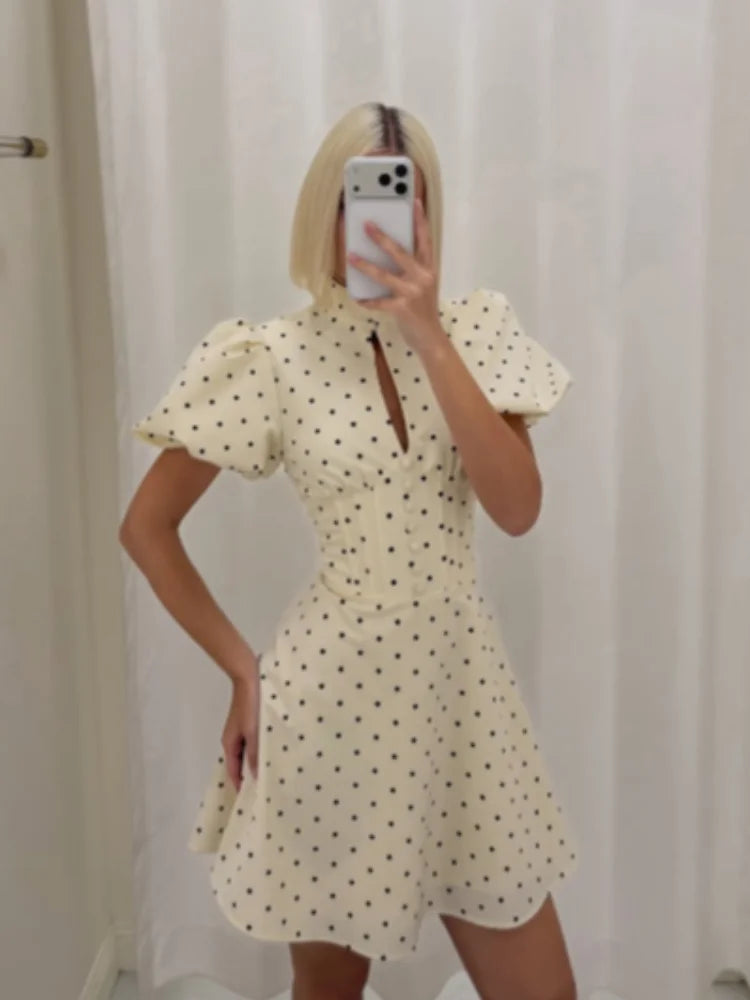 Floral Printed Ruffle Mini Dress with Deep V Neck for Women