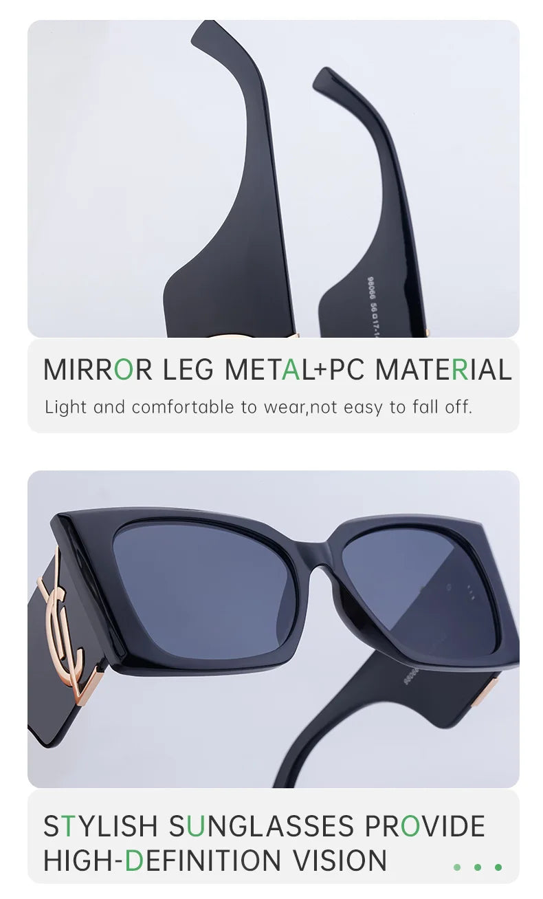 Retro Gold Gradient Square Frame Sunglasses for Women