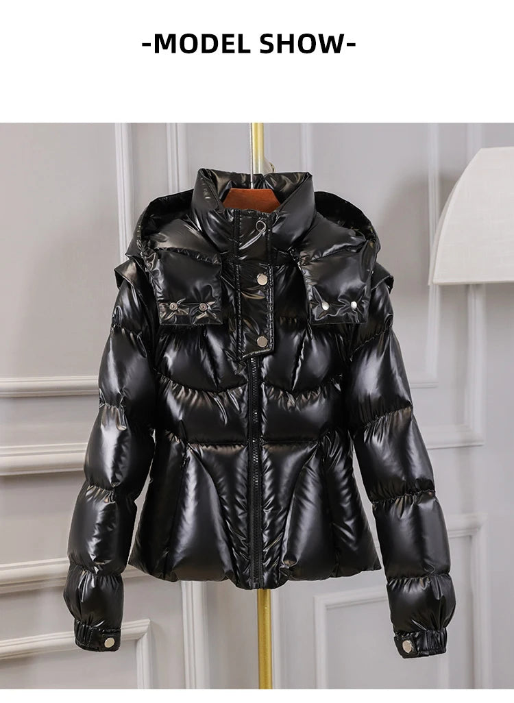 Glossy Hooded Down Jacket