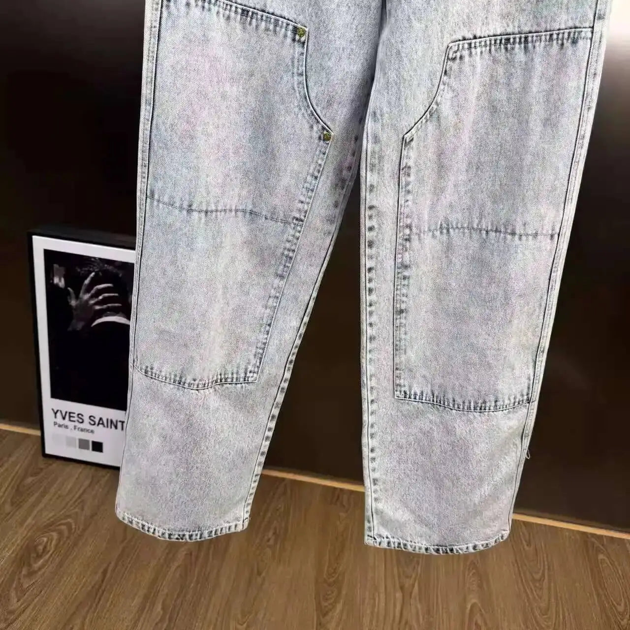 ANJY Autumn New Women's Streetwear Y2K Chic Fashion Safari Style Niche Personality Spliced Button Jeans Casual Denim Pants A7689