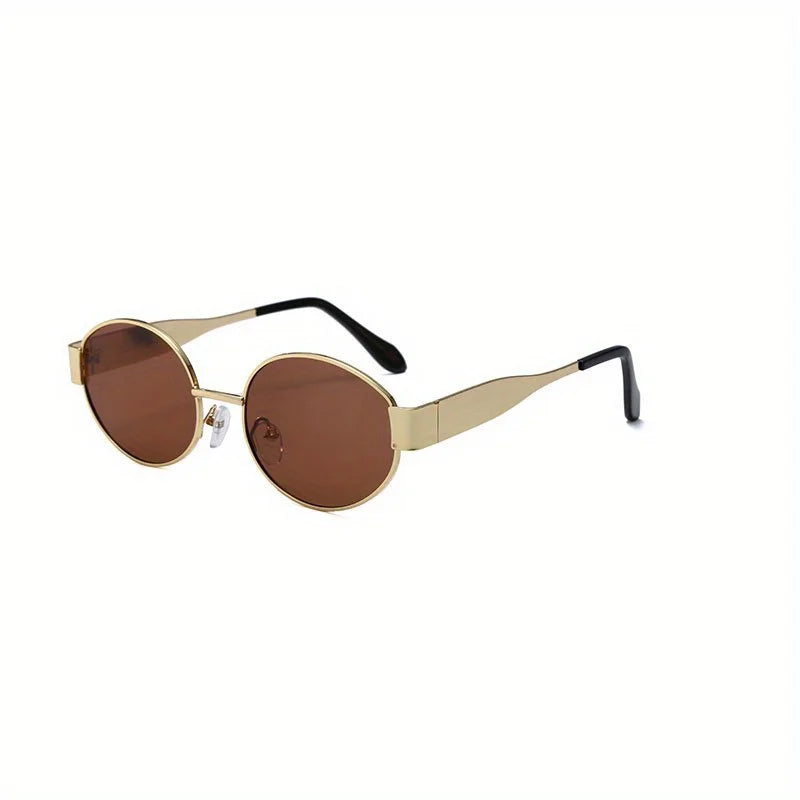 Trendy Classic Metal Frame Oval Sunglasses for Women