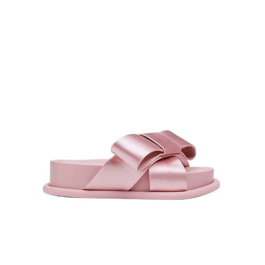 Cute Butterfly Knot Platform Slide Sandals for Women