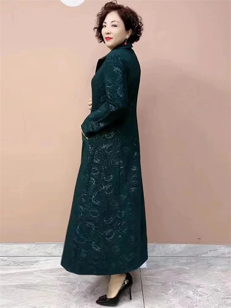 High End Women's Windbreaker New Spring Aumnu Oversized Women's Clothing Slimming Long Trench Jacket Fashion Mom's Outerwear 6XL