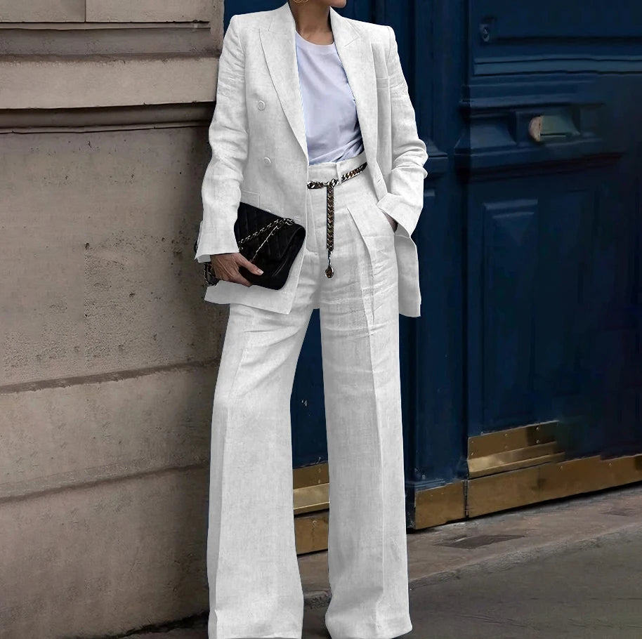Double Breasted Classic Two Piece Suit Set for Women