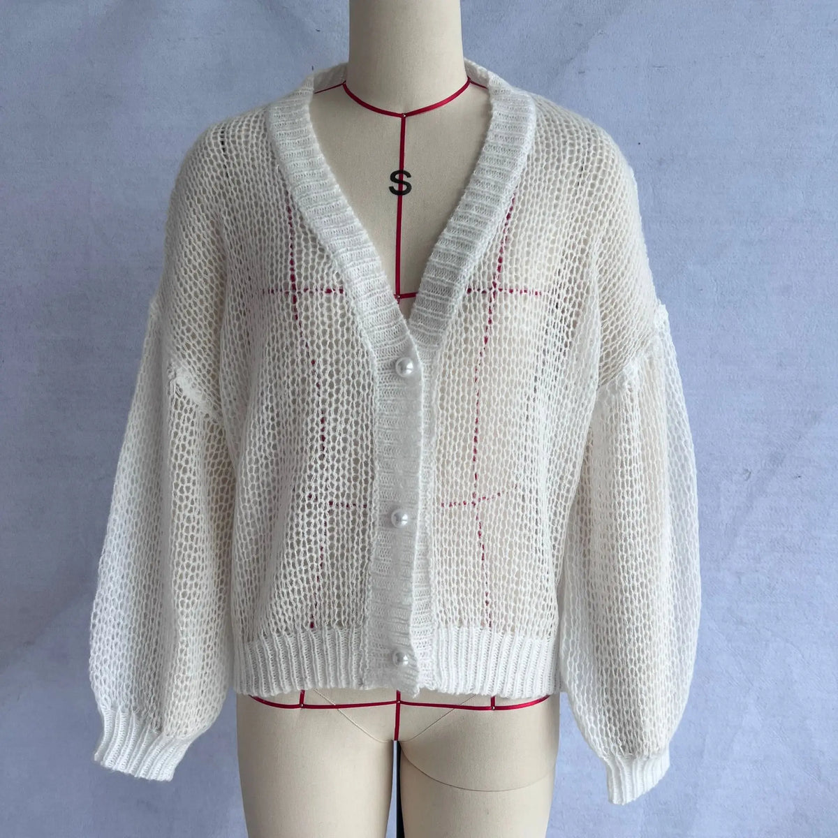 Loose Fit Open Knit V Neck Cardigan Sweater for Women
