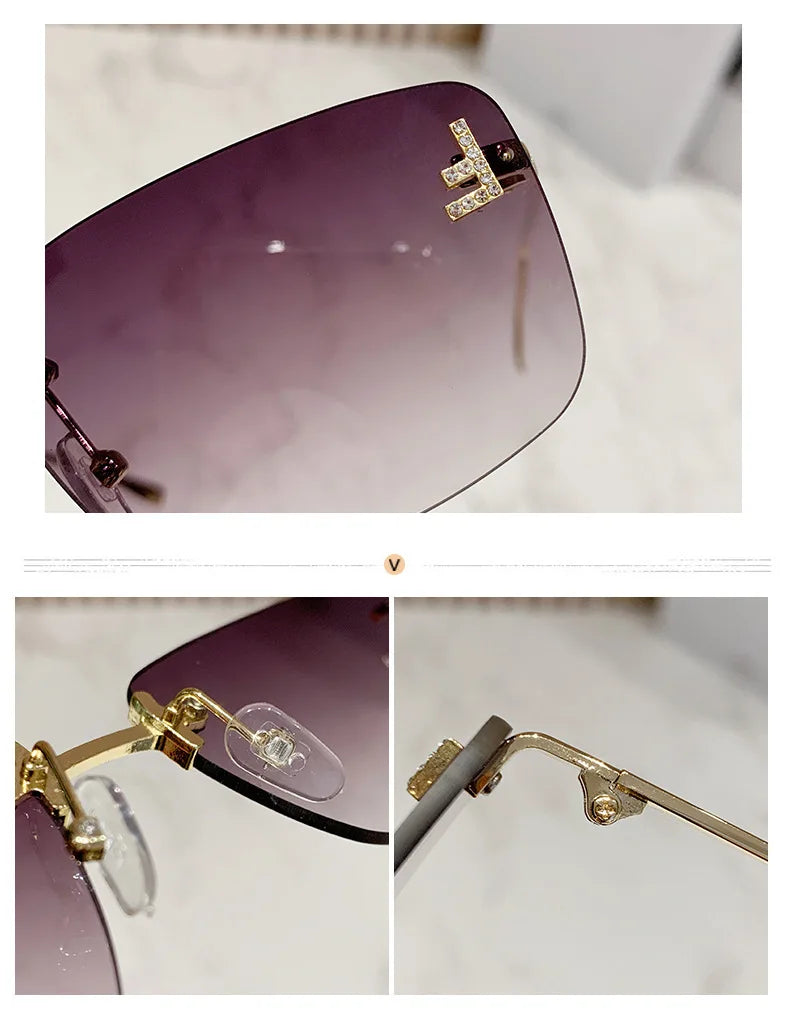 Rimless Square Fashion Sunglasses