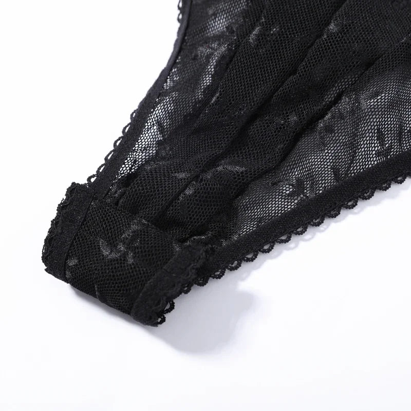 Black Backless Lace V Neck Sleeveless Bodysuit for Women