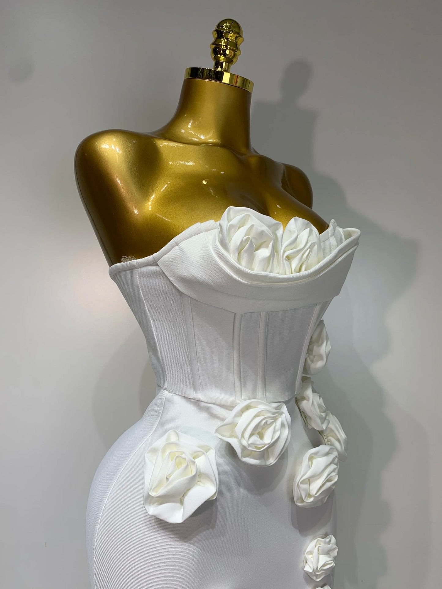 2025 Newest Women Sexy Strapless Backless Red Flower Midi Bandage Dress Celebirty Elegant Evening Club Party Birthday Dresses