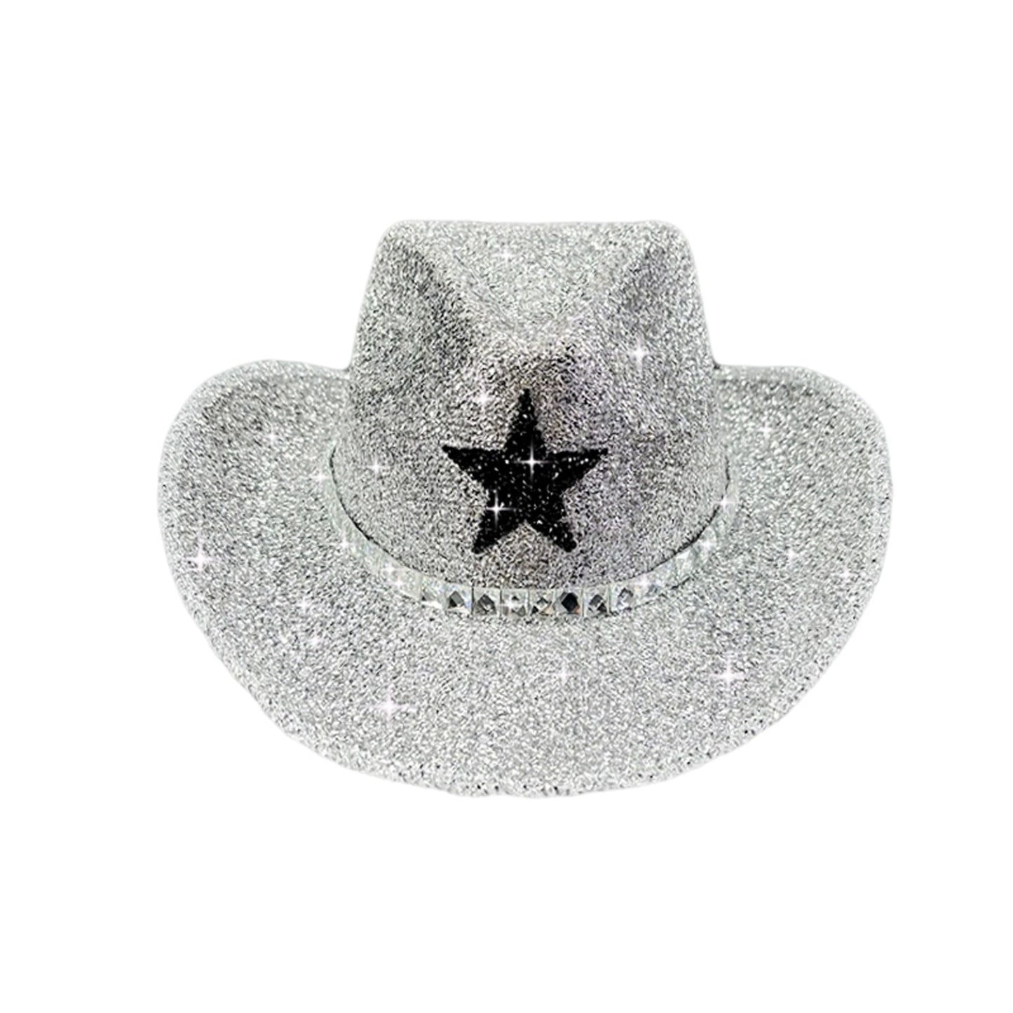 Glitter Rhinestone Western Wide Brim Cowgirl Hat for Women
