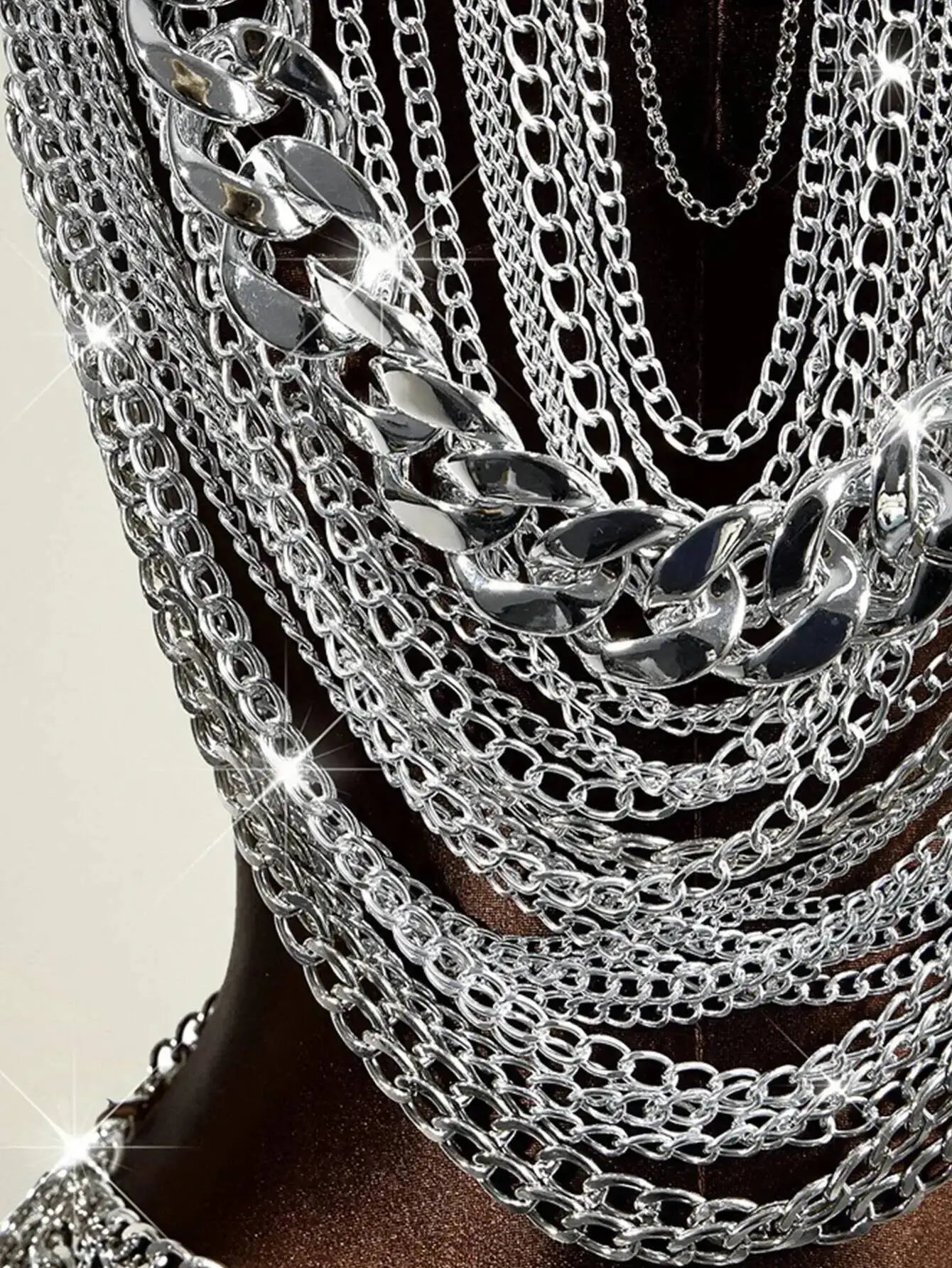 Sheer Metal Chain Backless Mini Dress Party Clubwear for Women