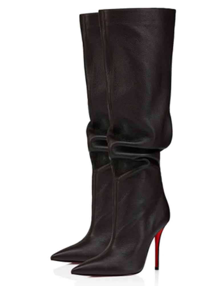 Pointed Toe Slim High Heel Knee High Boots for Women