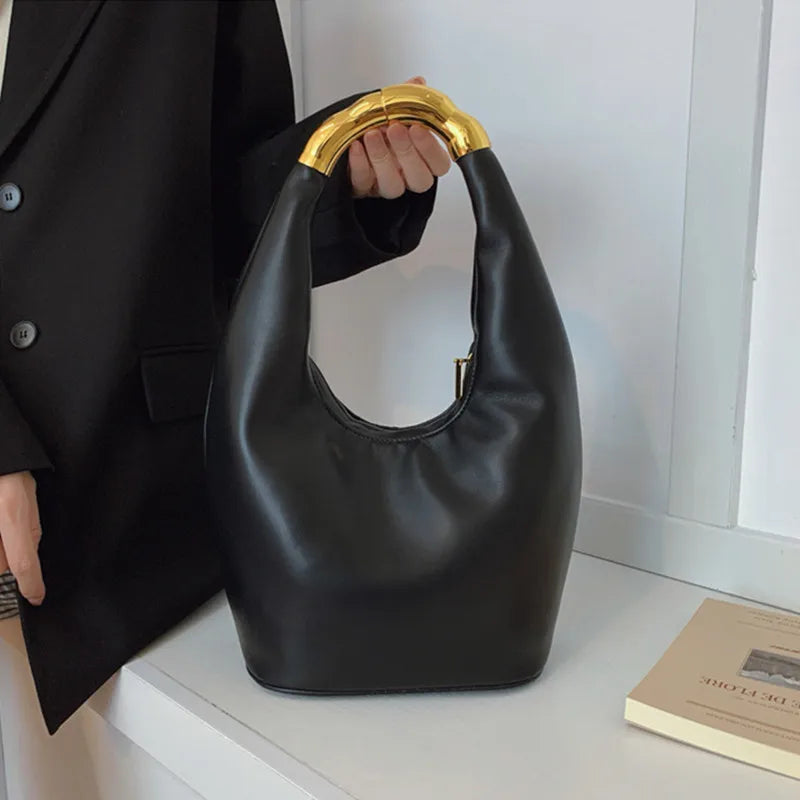 Soft Leather Top Handle Tote Bag