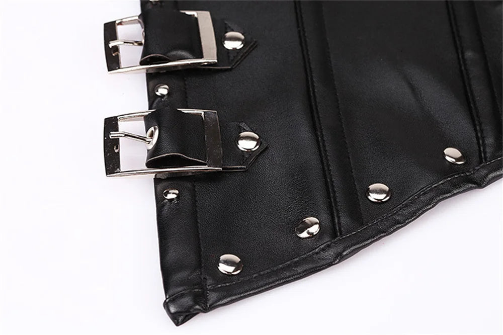 Gothic Faux Leather Underbust Plus Size Corset for Women