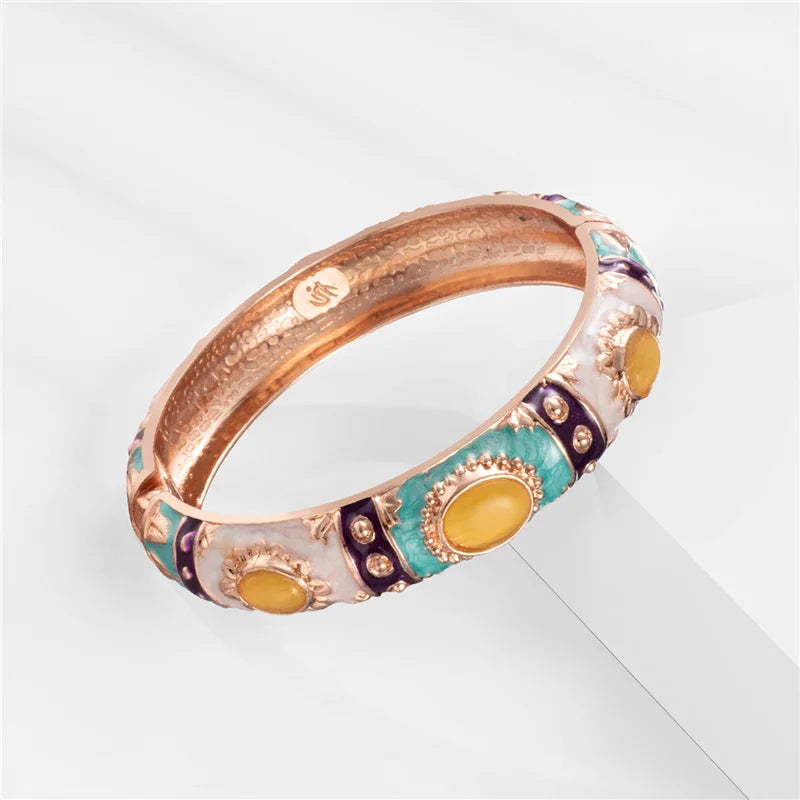 Colorful Enamel Bohemian Bangle Bracelet for Women