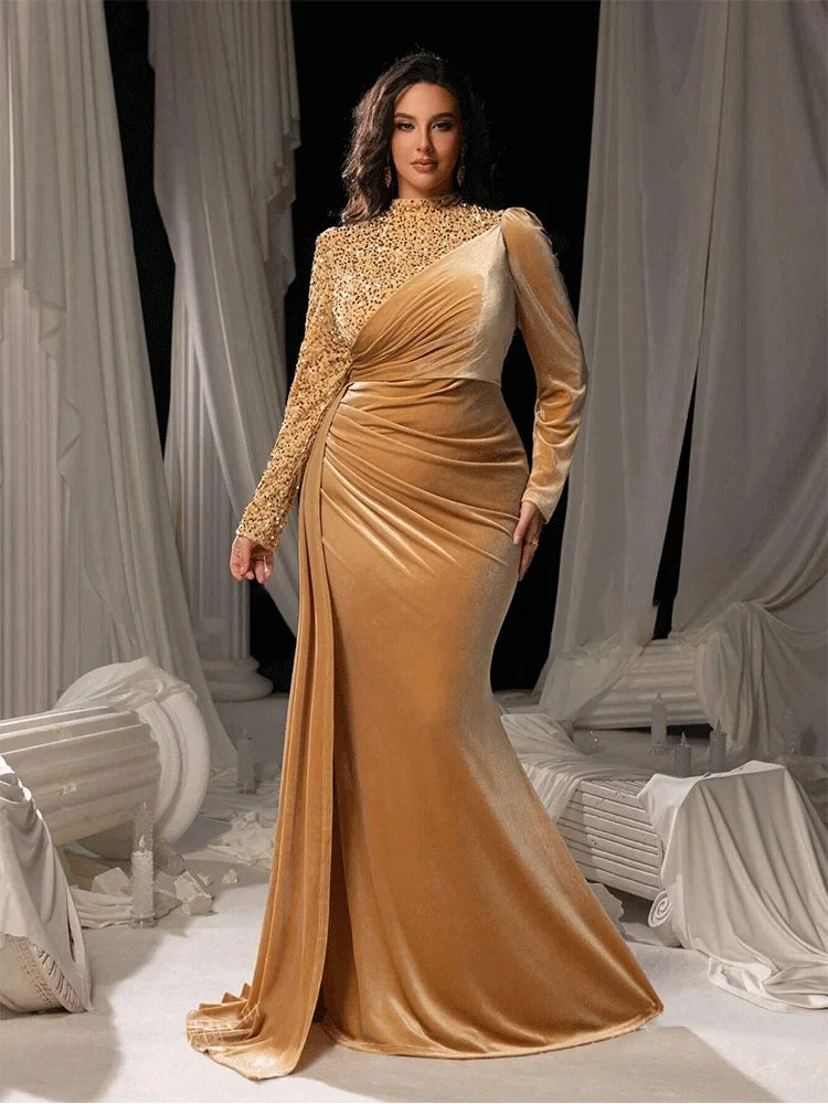 Plus Size Velvet Multicolor Dress
