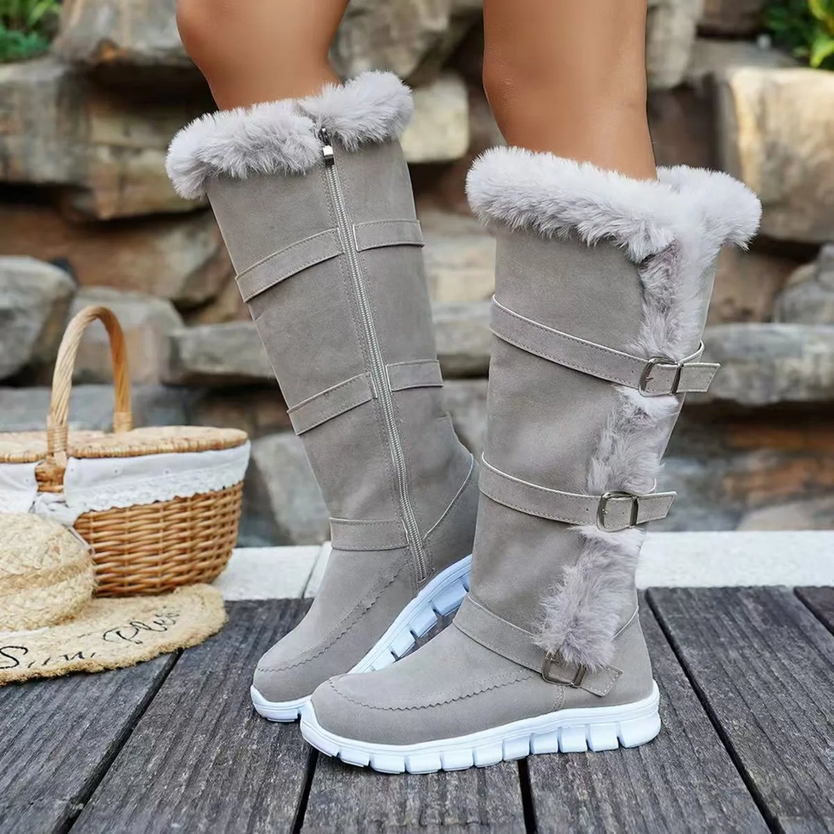 Comfortable Plush Warm Slip On Ankle Boots for Women