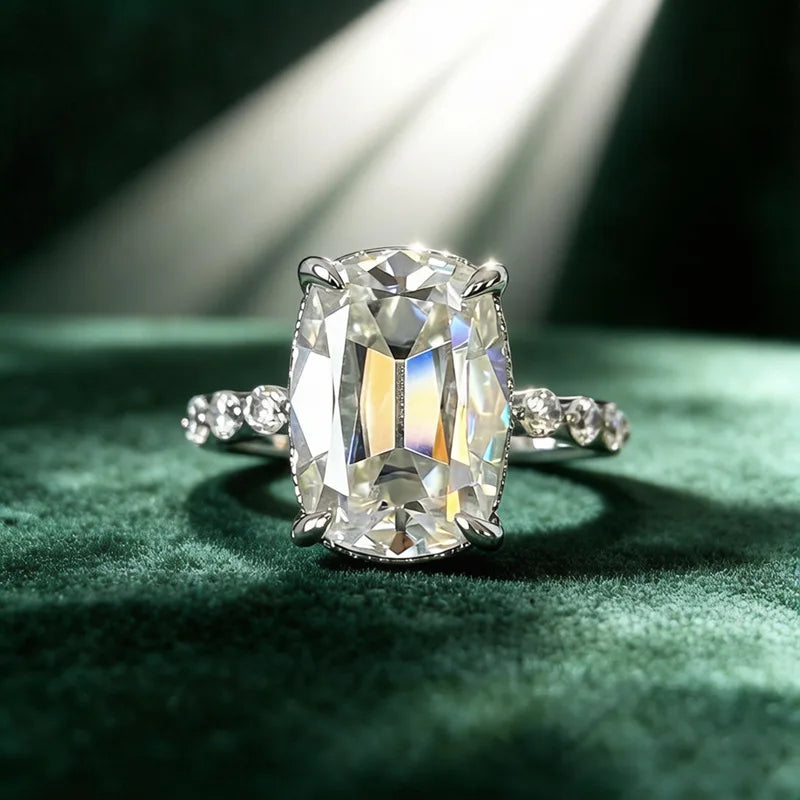 Old European Cut Moissanite Sterling Silver Ring for Women