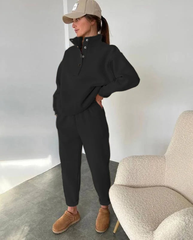 Oversized Warm Casual Hoodie and Long Pants Set for Women